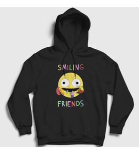 Presmono Unisex Siyah Poster Smiling Friends Kapüşonlu Sweatshirt 533817tt