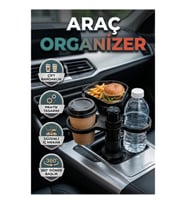 Çift Bardak Tutuculu Çok Amaçlı Araç İçi Organizer