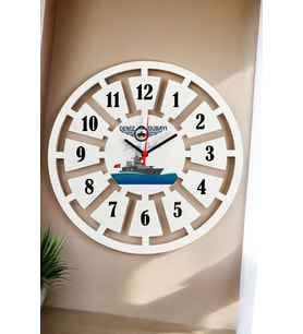 Deniz Subayı Duvar Saati 40cm (Beyaz)