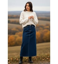 Kadın Pamuklu Denim Etek (Koyu Mavi)