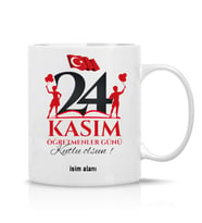 24 Kasım Öğretmenler Günü Hediyesi Öğretmenlere Özel İsim Yazılı Çay Kahve Kupa Bardak-1