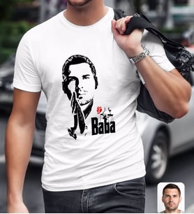BK Gift Kişiye Özel Godfather Baba Tasarımlı Beyaz T-Shirt-1