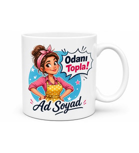 İsme Özel Odanı Topla Diyen Anne Yazılı Komik Kupa Bardak Hediye