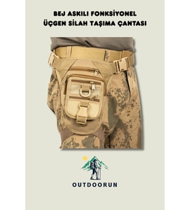 Bej Askılı Fonksiyonel Üçgen Emanet Taşıma Çantası
