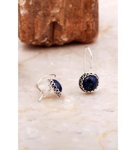 Lapis Lazuli Taşlı Mini Elişi Gümüş Küpe 6991