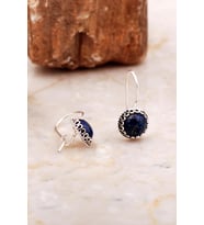 Lapis Lazuli Taşlı Mini Elişi Gümüş Küpe 6991