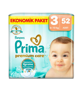 Prima Premium Care 3 Beden 52 Adet Bebek Bezi Ekonomik Paket - Standart