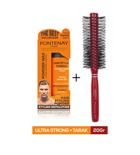 Fontenay Saç Şekillendirici Pudra Toz Wax Ultra Strong Turuncu 20gr + Profesyonel Saç Fırçası 1017 2'li Set