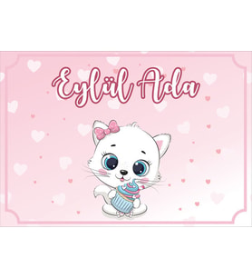Kedi Teamlı Doğum Günü Afişi