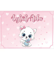 Kedi Teamlı Doğum Günü Afişi