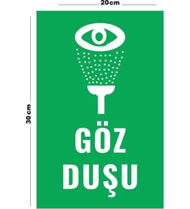 Metal Göz Duşu 20cm x 30cm A4 Büyüklüğünde Uyarı Levhası Yönlendirme Tabelası