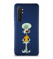 Xiaomi Mi Note 10 Lite Soft Premier Kapak Squidward Dokunaç Tasarımlı Silikon Kılıf - Lacivert (Şeffaf)