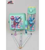 LİSANSLI STITCH 500 ML MATARA,BESLENME KABI,3 ADET SİLGİLİ KURŞUN KALEM VE 2 ADET ROKET SİLGİ KIRTASİYE SETİ (Krem)