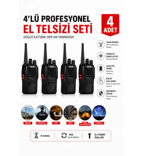 Glr 4 Adet Telsiz Seti Prm Profesyonel Uzun Menzil Dayanıklı Şarjlı Telsiz 888
