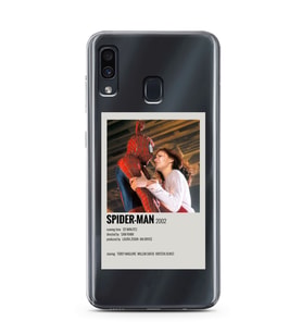 Samsung Galaxy A20/A30 Uyumlu Spider Man Minimalist Poster Desenli Şeffaf Telefon Kılıfı