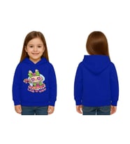 Unisex Baskılı Çocuk Swaetshirt Labubu Baskılı Kapüşonlu 3 İplik Şardonlu (SAKS MAVI)