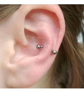 8 mm Cerrahi Çelik Gümüş Renkli İki Ucu Top Piercing Tragus Helix Conch Lob Daith (Çok Renkli)
