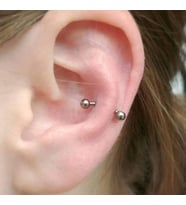 8 mm Cerrahi Çelik Gümüş Renkli İki Ucu Top Piercing Tragus Helix Conch Lob Daith (Çok Renkli)