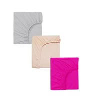 3 Adet 70 x 120 x 20 cm Anne Yanı Lastikli Penye Kumaş Bebek Çarşafı (Fuşya-Somon)