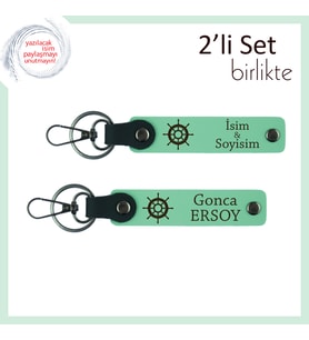 Deniz Tutkusu Olanlara Uygun Hediye, Gemi Dümeni Desenli Set, Açık Yeşil-Açık Yeşil