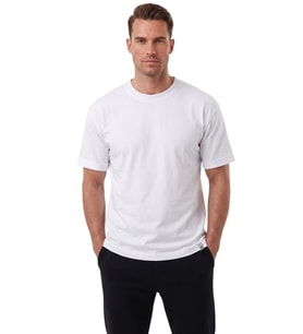 DeepSEA Erkek %95 Pamuk Regular Fit Rahat Kesim Duble Kollu Bisiklet Yaka Likralı Beyaz Tişört 2604361