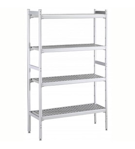 Electrolux Professional Düz Etejer Seti, Aluminyum Ayaklı, 4 Raflı, Her Raf Demonte Polietilen Tabletlerden Oluşur, Tabletler Bulaşık Makinesinde Yıkanabilir - 475x1784 Mm, H=1700 Mm BLS1784