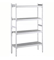 Electrolux Professional Düz Etejer Seti, Aluminyum Ayaklı, 4 Raflı, Her Raf Demonte Polietilen Tabletlerden Oluşur, Tabletler Bulaşık Makinesinde Yıkanabilir - 475x1784 Mm, H=1700 Mm BLS1784