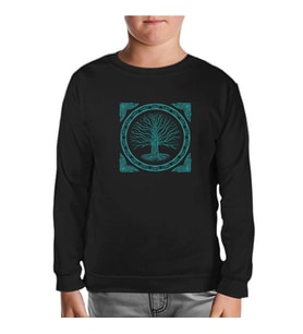 Druidic Yggdrasil - Hayat Ağacı Siyah Çocuk Sweatshirt