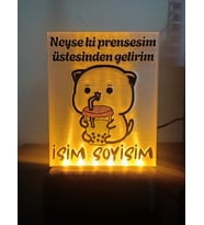 Kişiye Özel İsimli Hediyelik Kablolu Led Lamba - M1 - Neyse ki Prensesim (Amber)