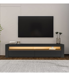 Batı LED Işıklı 2 Kapaklı TV Sehpası – 150 cm – Minimal Tasarım
