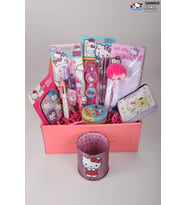 DEKOMUS İLE LİSANSLI HELLO KITTY 17 PARÇA KIRTASİYE SETİ VERSATİL UÇLU KALEM,CETVEL,METAL,SİLGİ,KALEMTRAŞ (Krem)