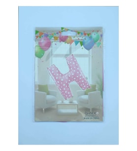 H Harf Pembe Kalp Desenli Folyo Balon 26" 65cm , parti , doğum gü