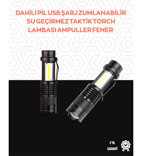 Northcity Taşınabilir Şarjlı LED Fener - 2000LM 4 Modlu Ayarlanabilir Odak