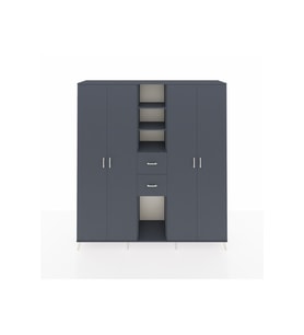 Hyperion Dolap 15 Raflı 2 Çekmeceli 4 Kapaklı 220x44x243 Antrasit-Antrasit/Antrasit