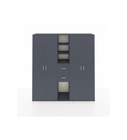 Hyperion Dolap 15 Raflı 2 Çekmeceli 4 Kapaklı 220x44x243 Antrasit-Antrasit/Antrasit