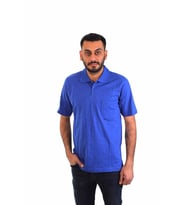 ESER - Polo Yaka Kısa Kol Penye İş Tişörtü - Cepli - Saks Mavi