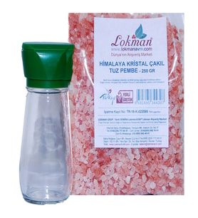 LokmanAVM Tuz Karabiber Cam Değirmeni Yeşil + Himalaya Çakıl Tuz Pembe 250 Gr