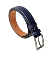 Lacivert Hakiki Deri Düz Renk Dikişli Model 3.5 cm. Genişlikli Klasik Kemer - 205-DKSL