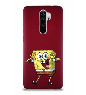 Xiaomi Redmi Note 8 Pro Soft Premier Kapak Sünger Bob Tasarımlı Silikon Kılıf - Mürdüm (Şeffaf)