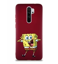 Xiaomi Redmi Note 8 Pro Soft Premier Kapak Sünger Bob Tasarımlı Silikon Kılıf - Mürdüm (Şeffaf)