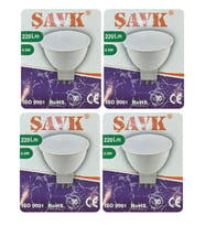 (4 Adet) Şavk 12Volt AC/DC 4,5W (22W) Beyaz Işık (6500K) GU5.3 Duylu (İğne Bacak) Led Çanak Ampul