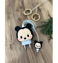 Sevimli Silikon Şarj Başlığı Ve Kablo Koruyucu 2Li Set Mickey