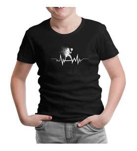 Tenis- Heartbeat Oyun Siyah Çocuk Tshirt
