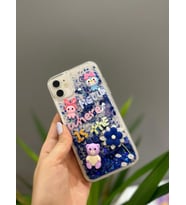 Iphone 11 Uyumlu Sevimli Sulu Simli Ayıcıklı Kılıf