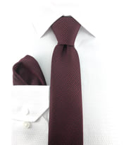 PİERRONİ Kendinden Desenli Bordo Mendilli Kravat