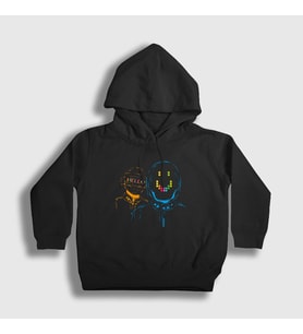 Presmono Unisex Çocuk Siyah Hello Daft Punk Kapüşonlu Sweatshirt 59617tt