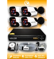 ELITCAM 4 Kameralı Panda 4 Dış Kamera Set 100 GB HDD Full HD Gece Görüşlü Güvenlik Kamerası Sistemi