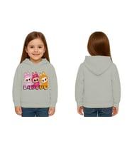 Unisex Baskılı Çocuk Swaetshirt Labubu Baskılı Kapüşonlu 3 İplik Şardonlu (Gri)