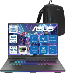Asus Rog Strix G16 G614JVR 14. Nesil Intel I9-14900HX 96GB Ddr5 512GB SSD RTX4060/8GB 140W 16 Inç (1920 x 1200, Wuxga) 165Hz IPS Freedos Gaming Bilgisayar WN3095F32+ZETTAÇANTA