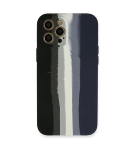 Apple İphone 12 Pro Kılıf Ebruli Lansman Silikon - Siyah-lacivert